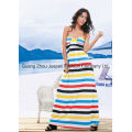 Muti Stripe Strapless Vestido Maxi